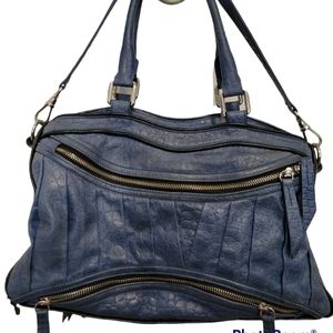 Treesje blue leather hobo bag with shoulder strap